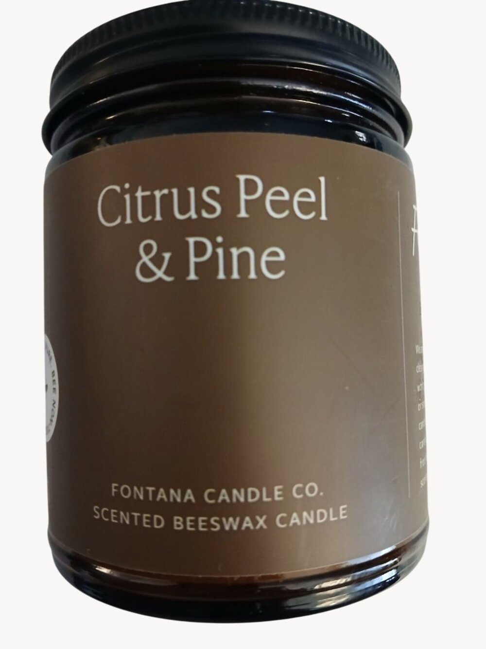 Citrus Peel Pine Scented Beeswax Candle 7.4 Oz Fontana Candle Co Clean Burn Eco